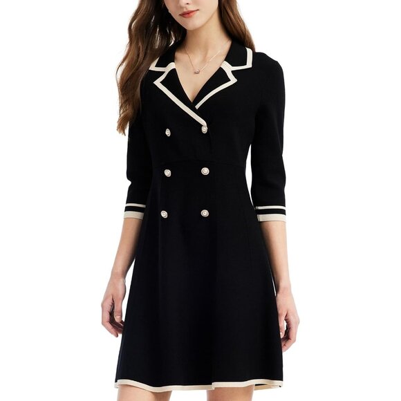 Dresses & Skirts - Women's Knit Sweater Dress Black 3/4 Sleeve Business Casual Work Fit